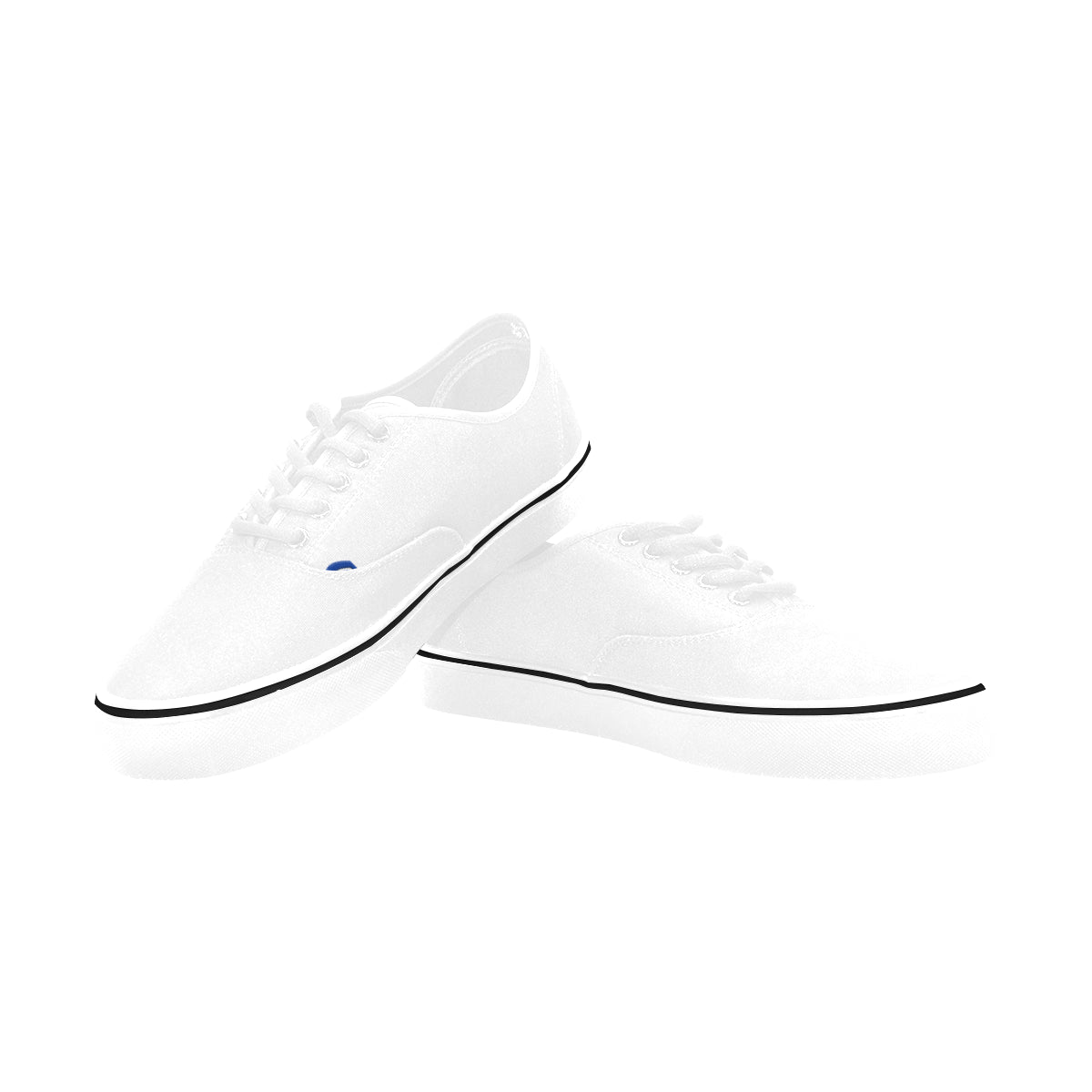 blue logo Classic Women's Canvas Low Top Shoes (Model E001-4)