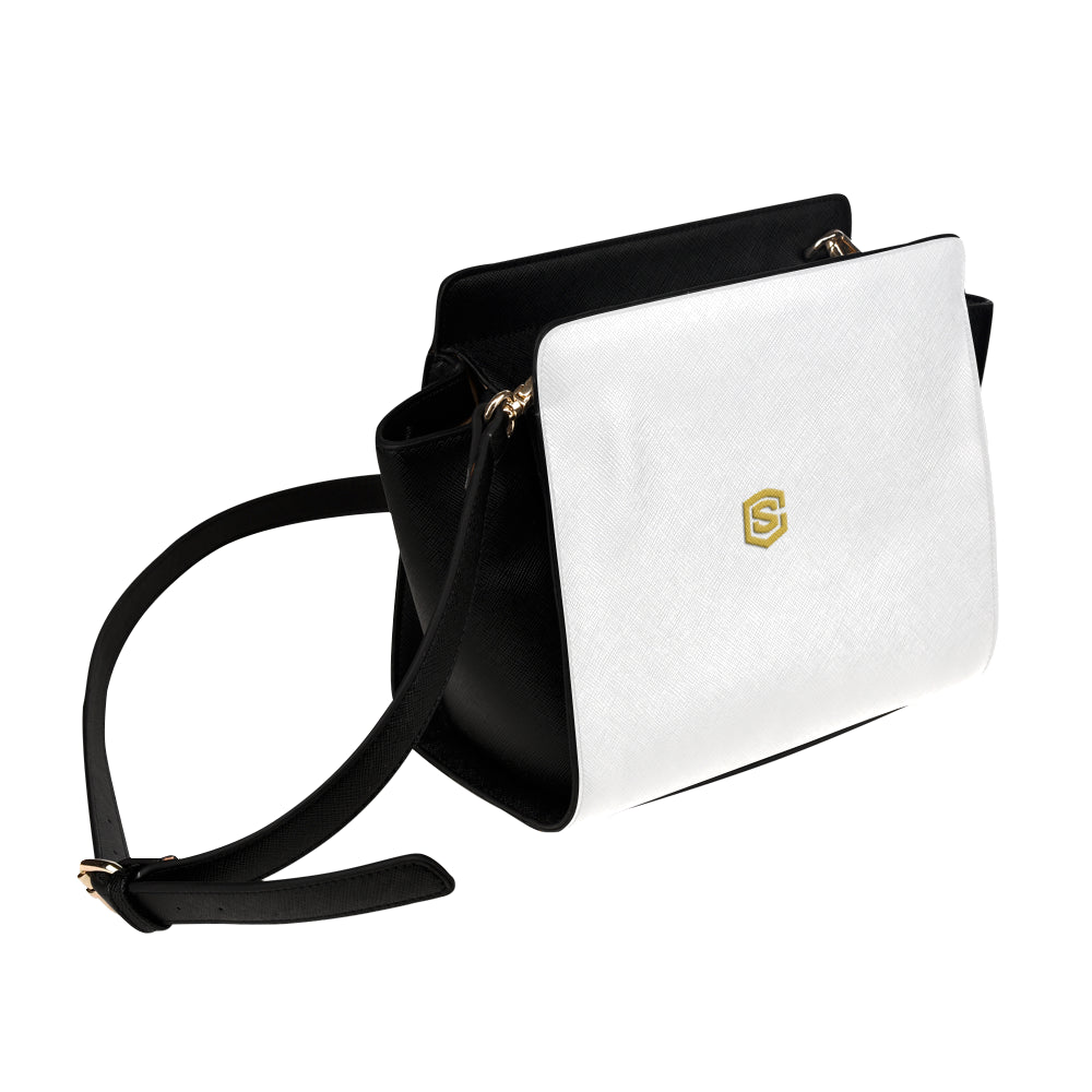 LIGHT GRAY SATCHEL BAG gold logo Satchel Bag (Model 1635)