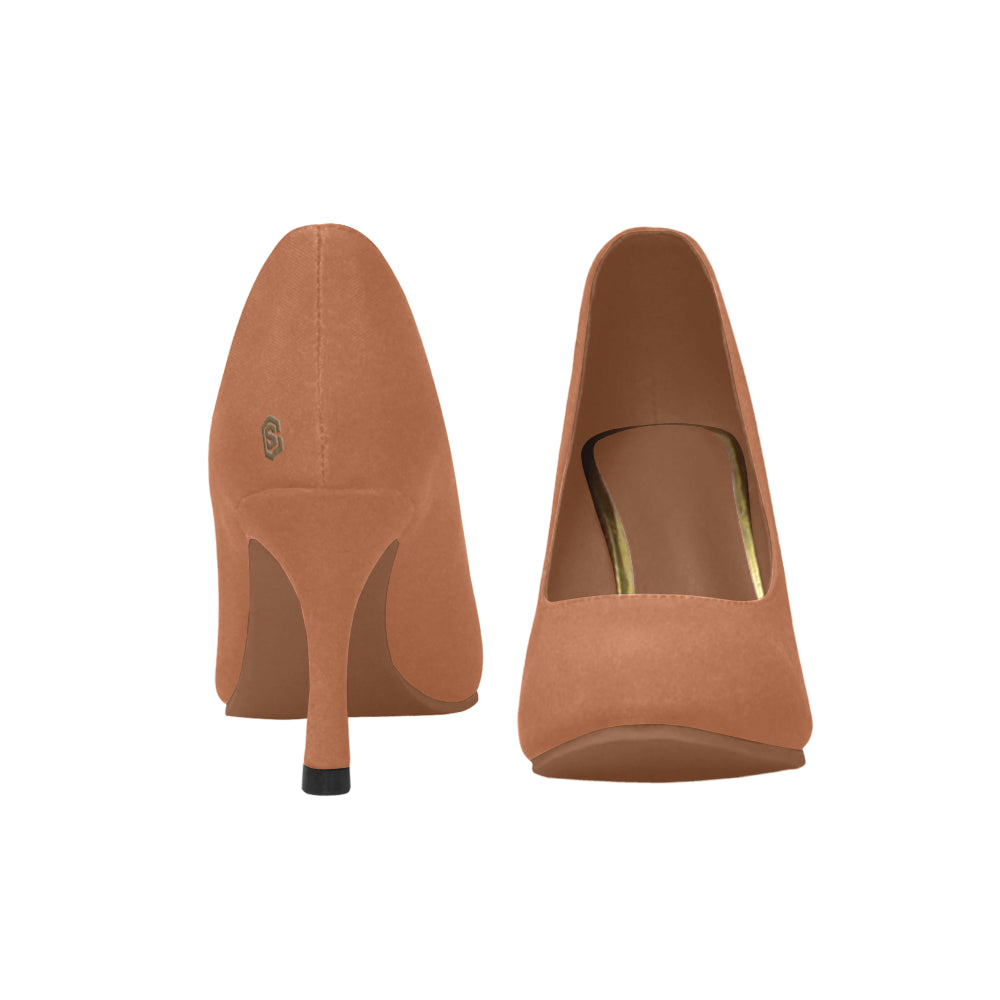 brown logo Women's High Heels (Model 048)
