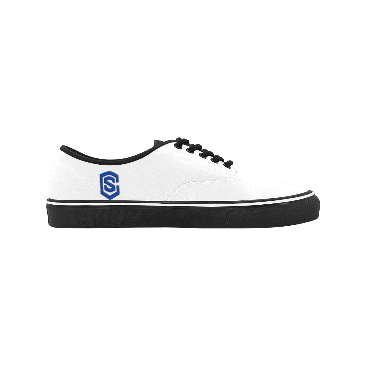 blue logo Classic Men's Canvas Low Top Shoes/Large (Model E001-4)