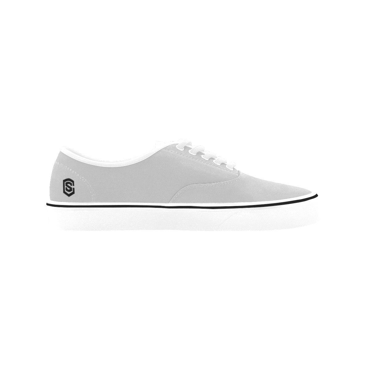 black logo Classic Women's Canvas Low Top Shoes (Model E001-4)