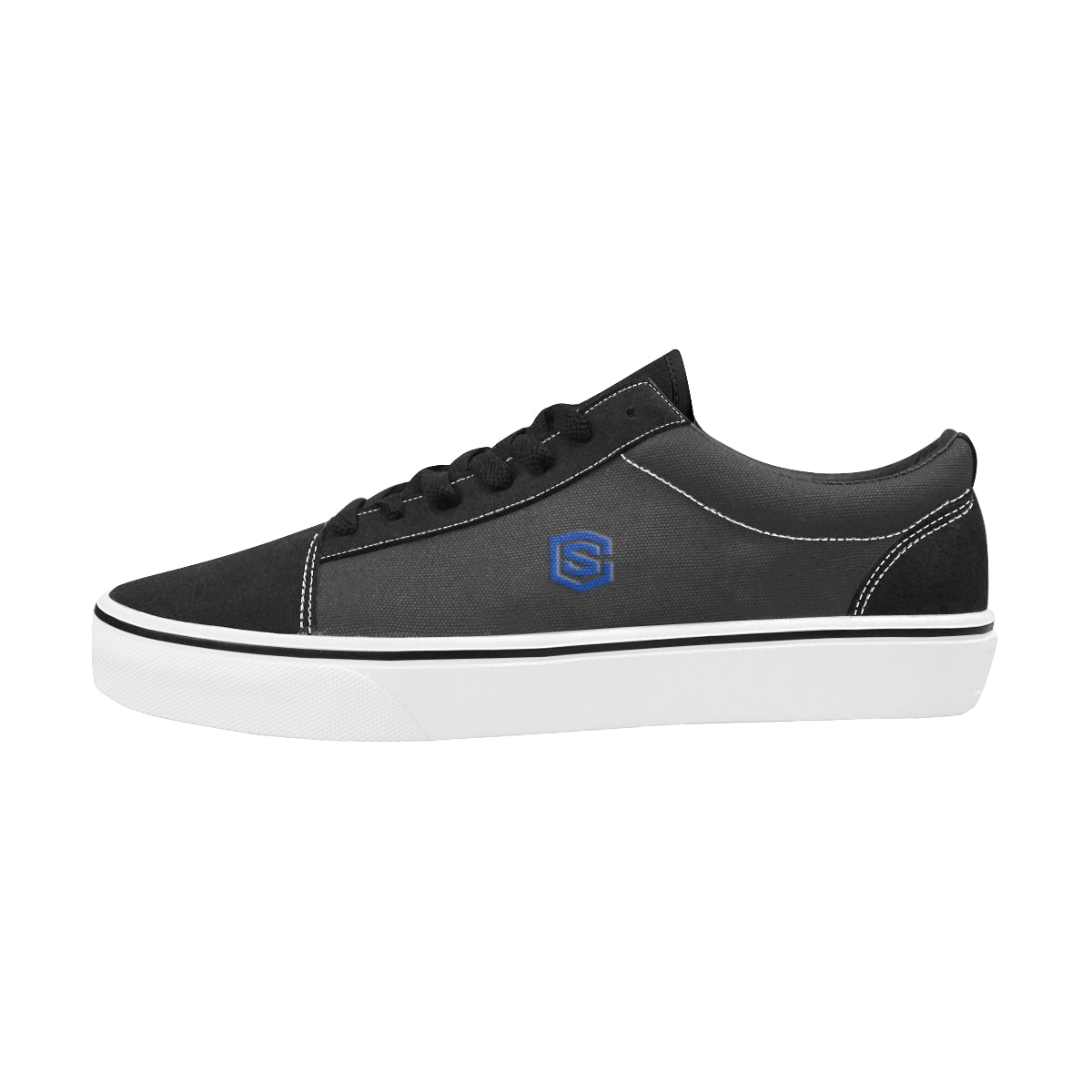 blue logo Women's Low Top Skateboarding Shoes (Model E001-2)
