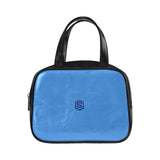 BLUE LEATHER TOP HANDLE HANDBAG  blue logo Leather Top Handle Handbag (Model 1662)