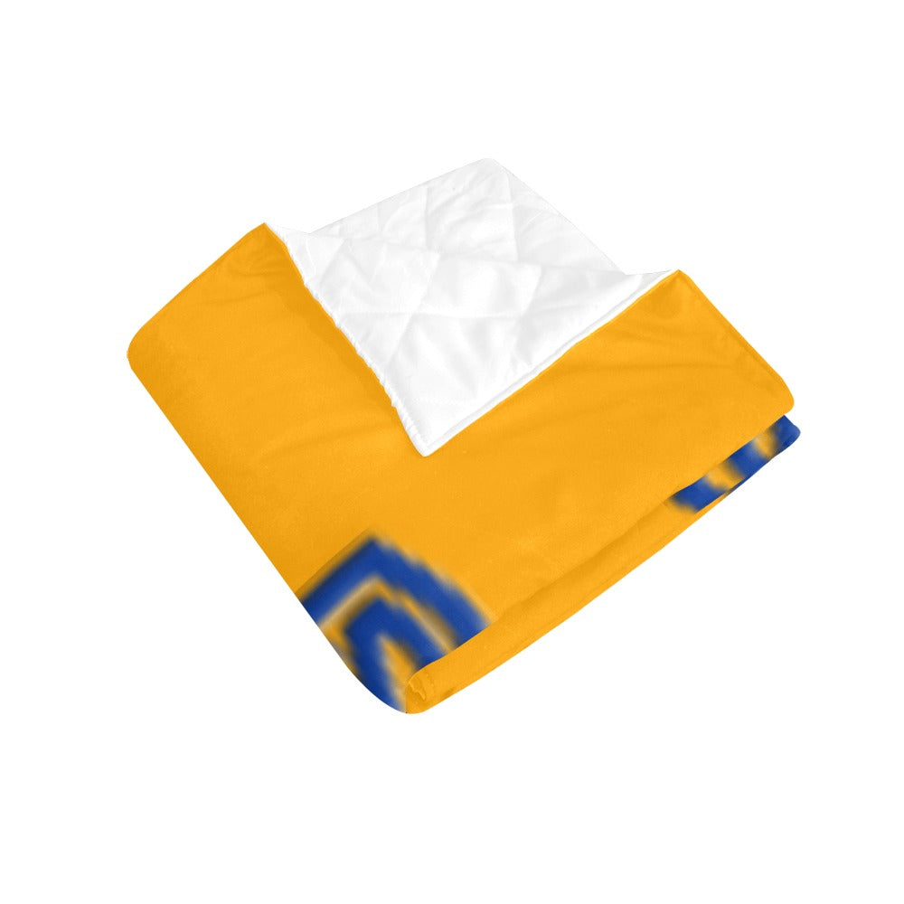 Orange Quilt with Blue Logo Custom Quilt  70" x 80"