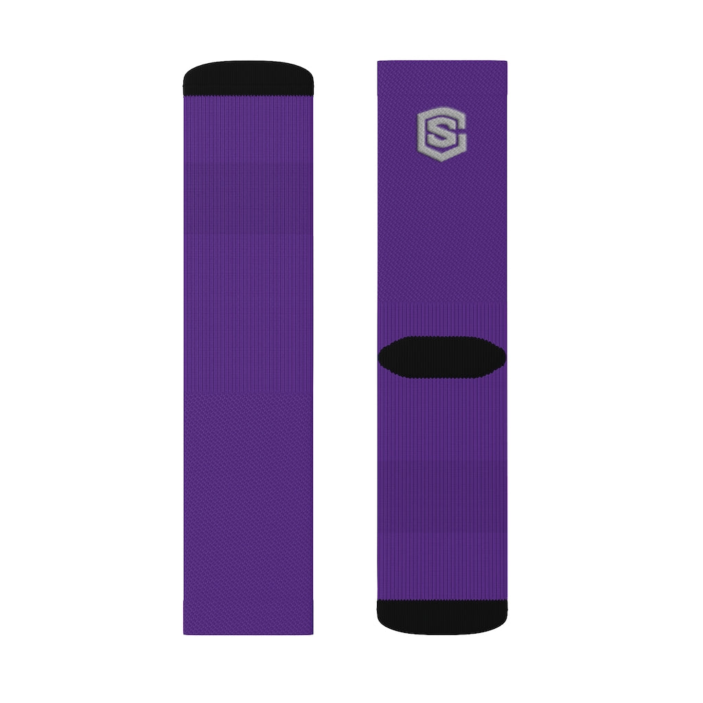Purple Sublimation Socks Silver Logo