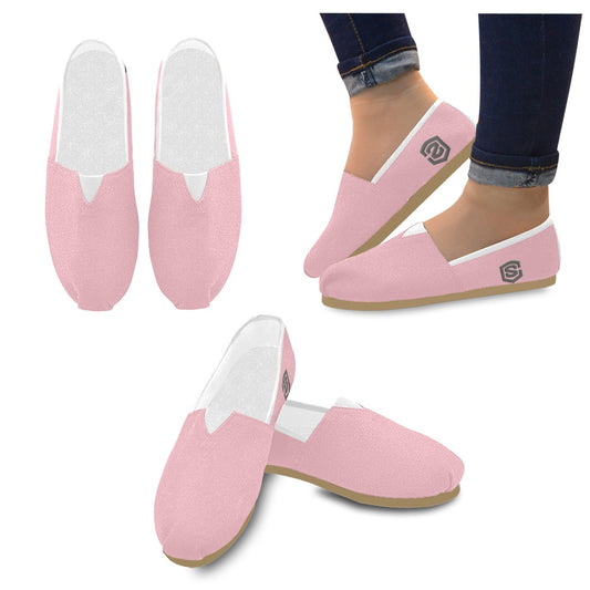 PINK casual shoes for women WITH GRAY LOGO Casual Canvas Women's Shoes (Model 004) (Designs are mirrored)