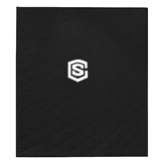 BLACK CISTOM QUILT WHITE LOGO Custom Quilt  70" x 80"