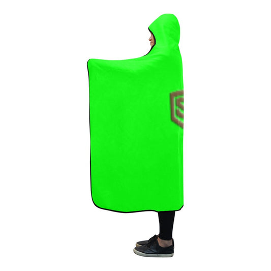 Green Hooded Blanket 80"x56" with Brown Logo Hooded Blanket 80"x56"