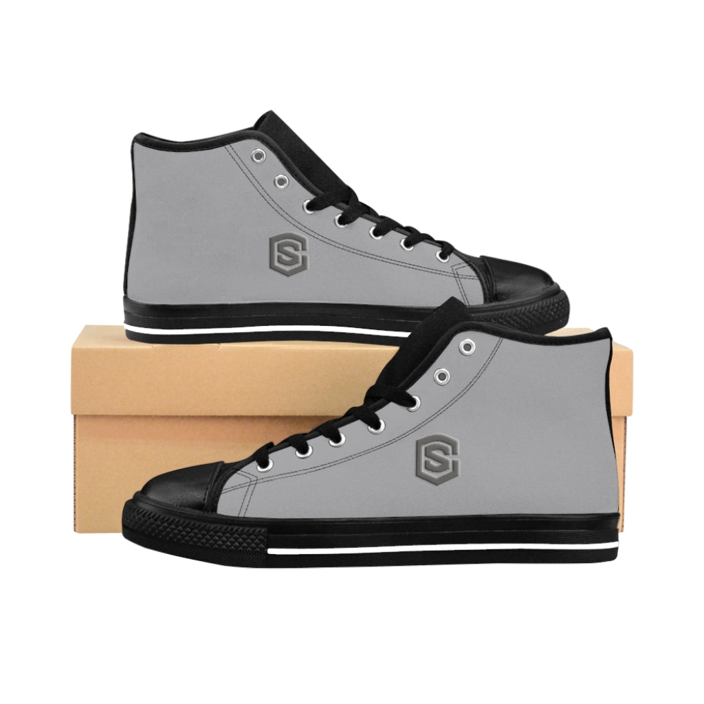 grey Men's High-top Sneakers Silver logo