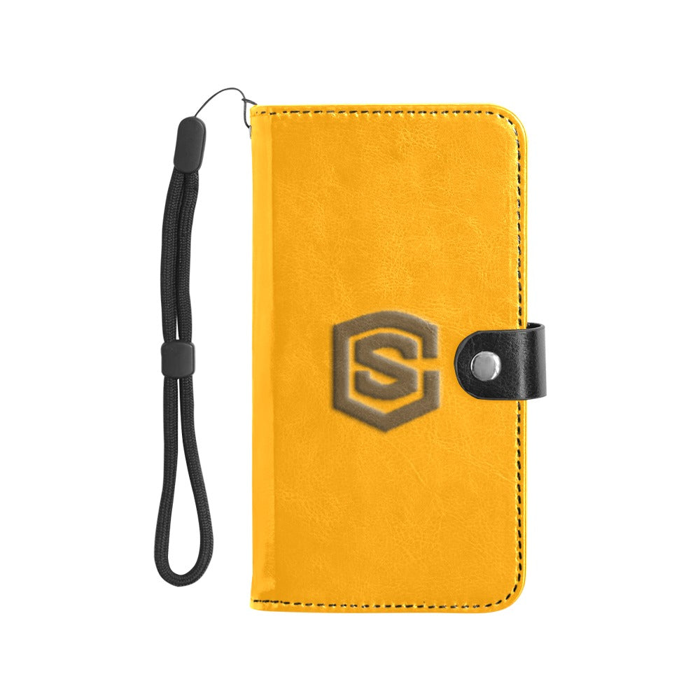 Orange Flip Leather Purse for Mobile Phone(Model1703)(Large) with Brown Logo Flip Leather Purse for Mobile Phone(Model1703)(Large)