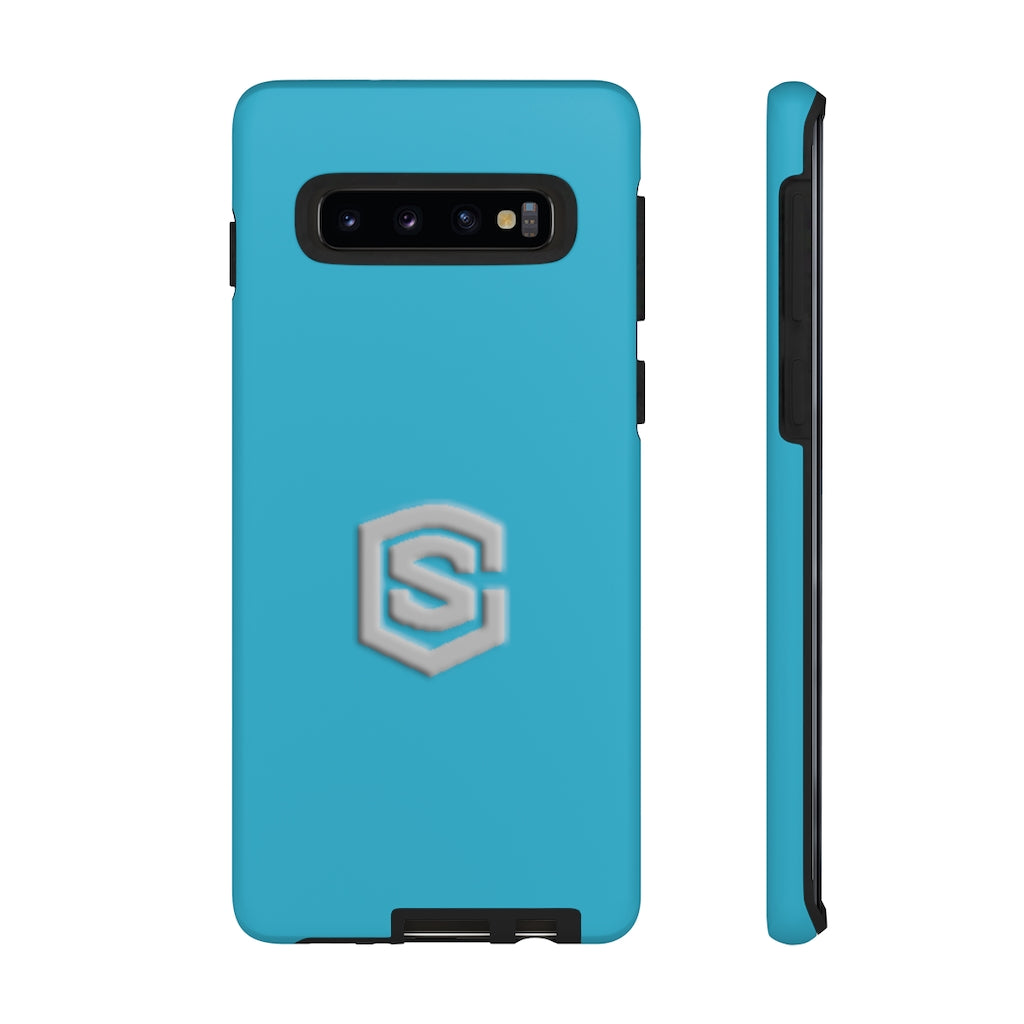 Blue Tough Cases Silver Logo