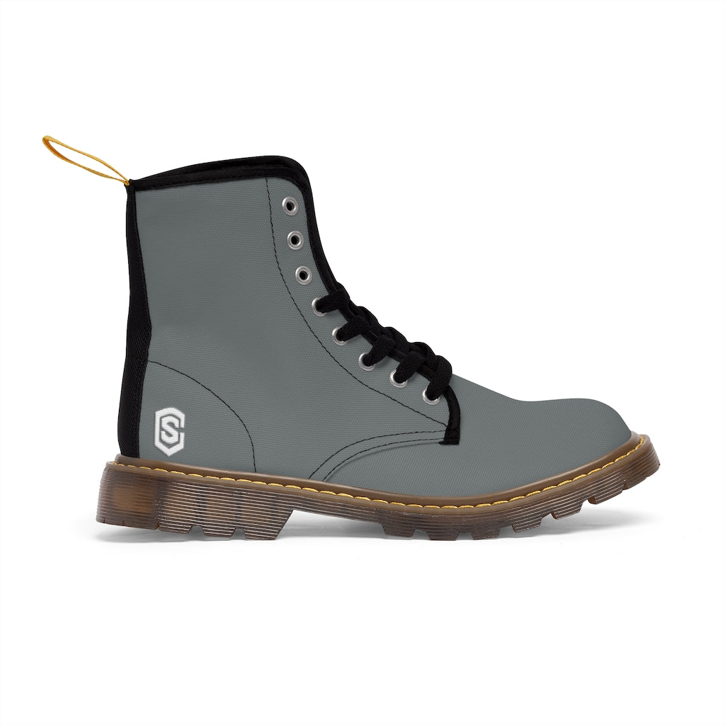 Grey Men's Canvas Boots White Logo
