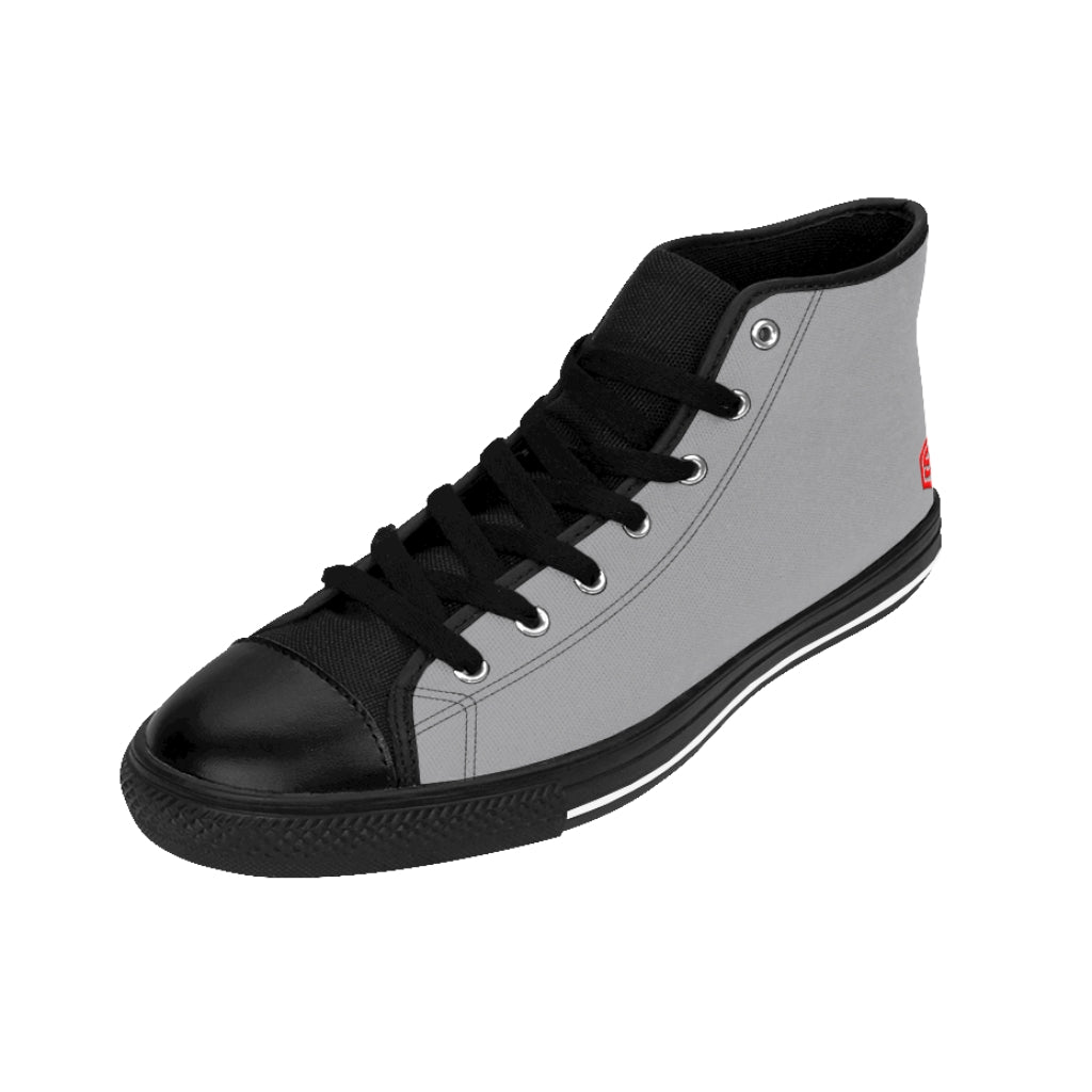 grey Women's High-top Sneakers Red logo