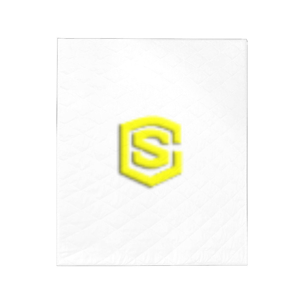 White Custom Quilt Yellow Logo Custom Quilt 50" x 60"