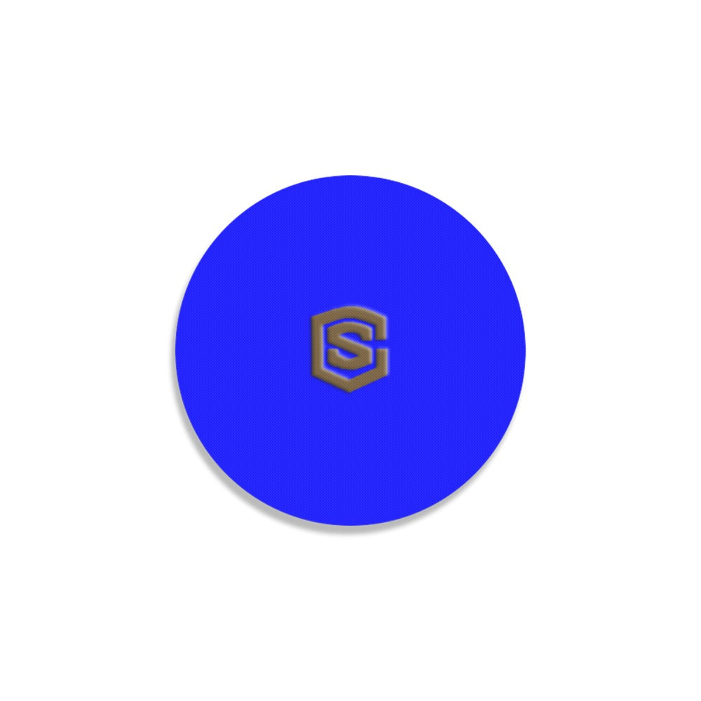 Blue Round Coaster with Brown Logo Round Coaster