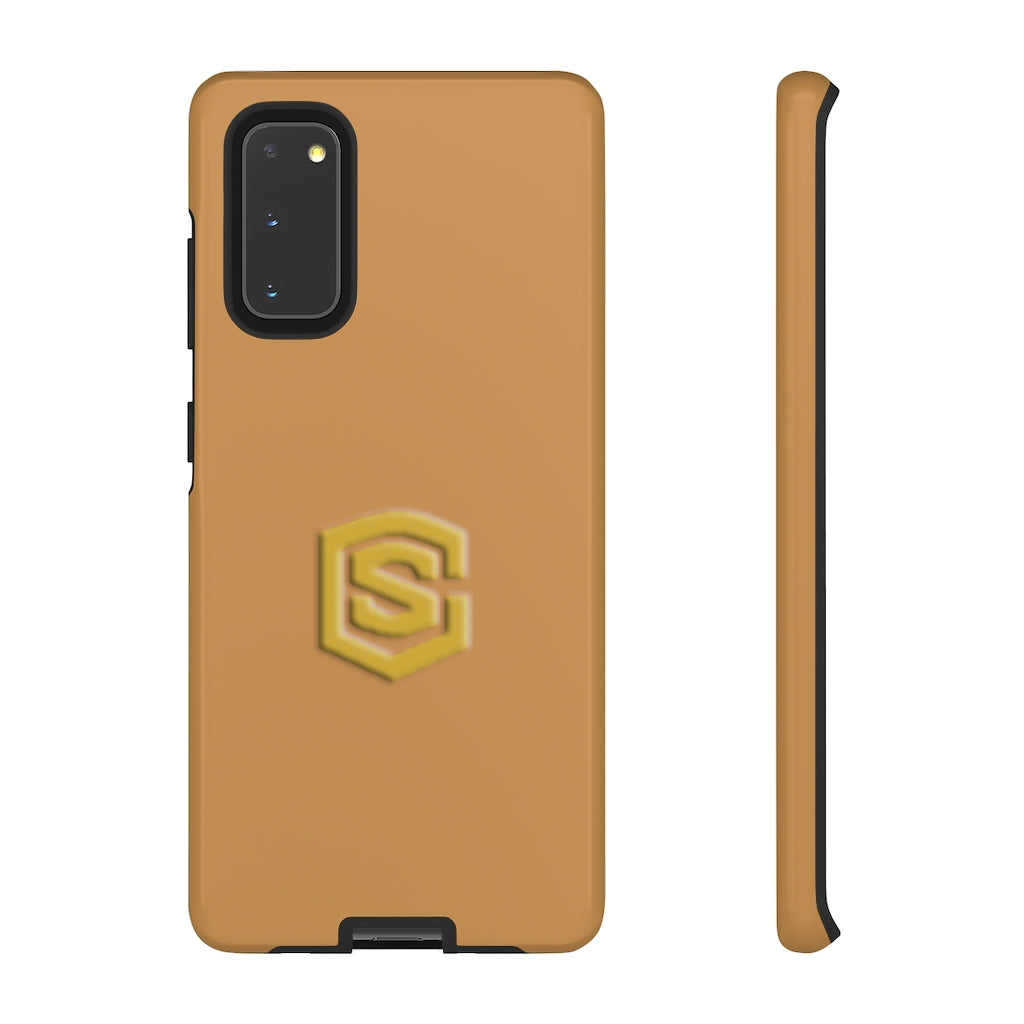 Light Brown Tough Cases Gold Logo