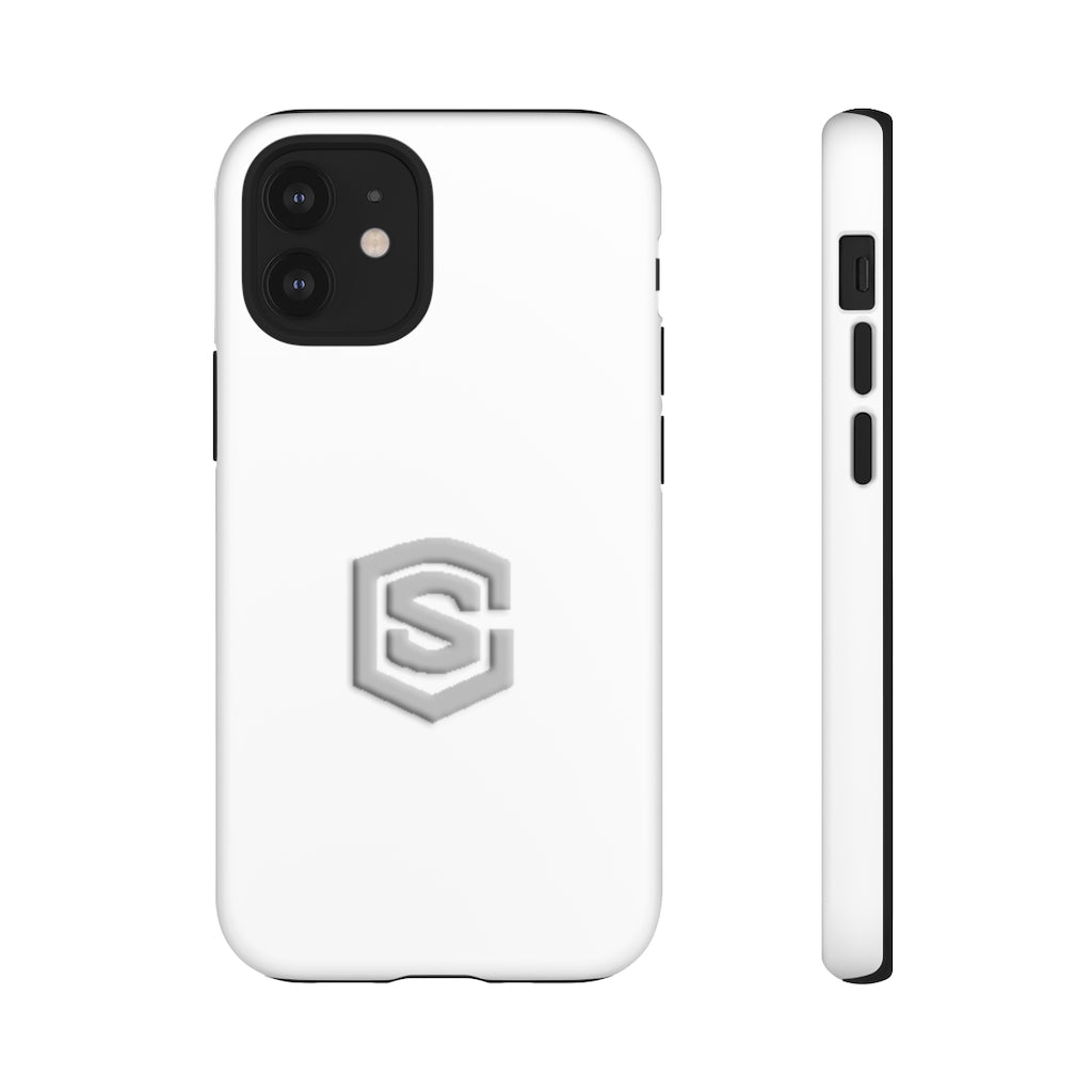 White Tough Cases Silver Logo