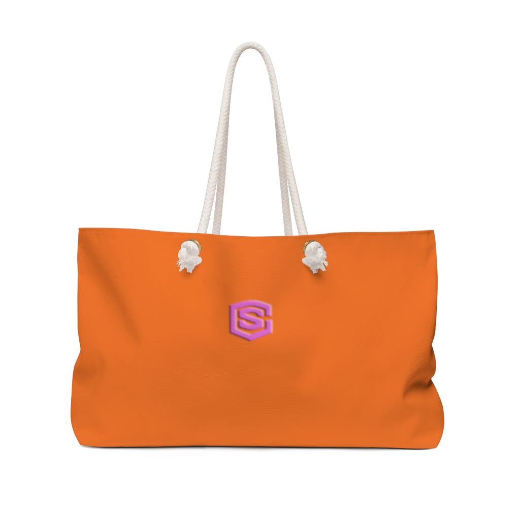 Orange Weekender Bag Pink Logo