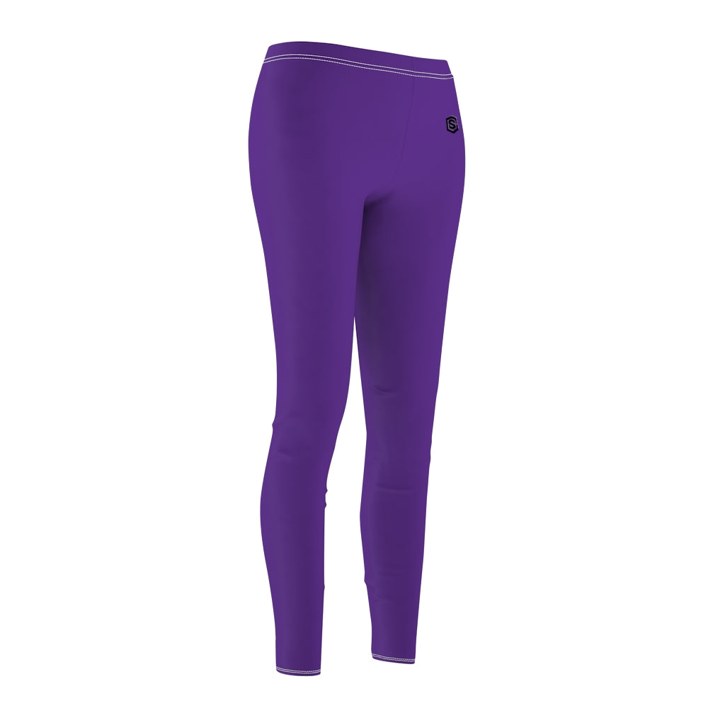 Purple Women's Cut & Sew Casual Leggings Black logo