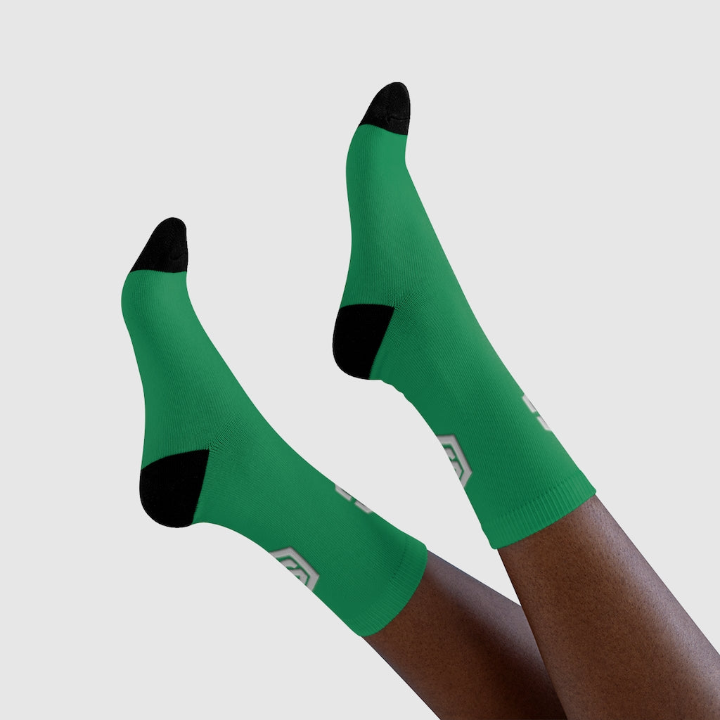 green Sublimation Crew Socks (EU) Silver Logo