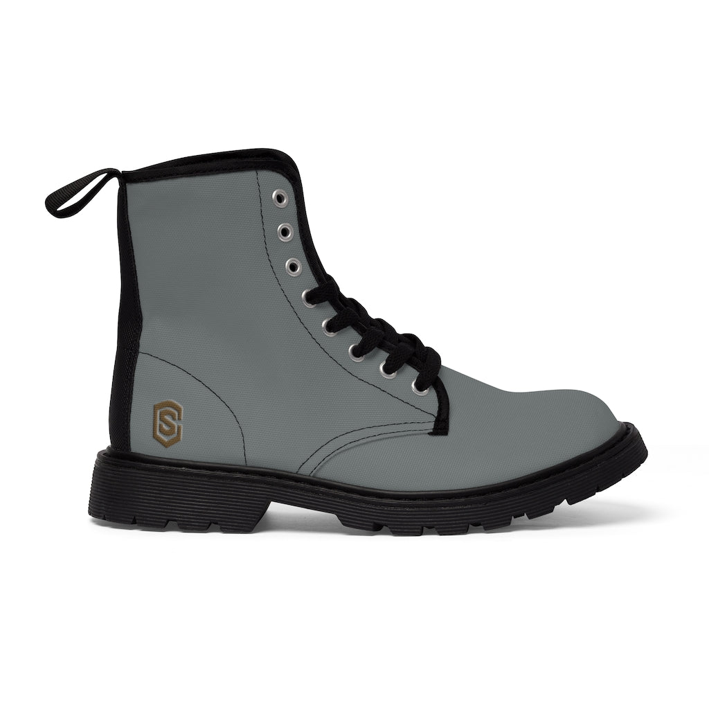 Grey Men's Canvas Boots Brown Logo