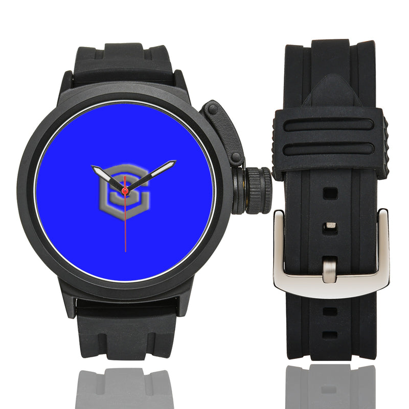 BLUE MEN SPORT WATCH WITH GRAY LOGO Men's Sport Watch (Model 309)