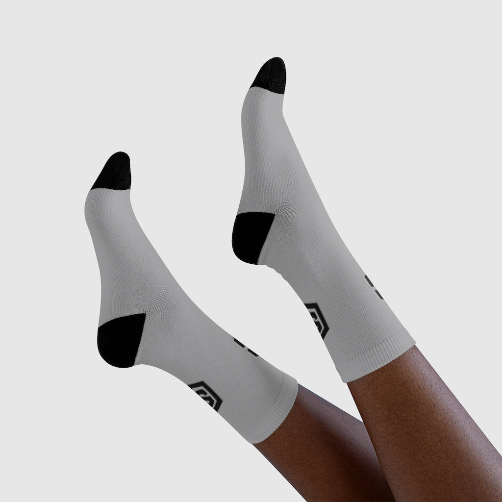 Grey Sublimation Crew Socks (EU) Blue Logo