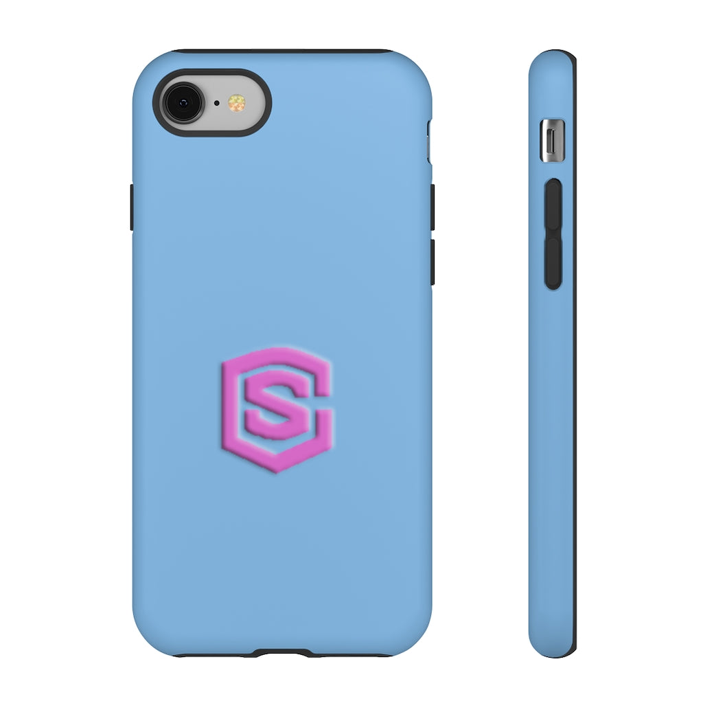 Blue Tough Cases Pink Logo