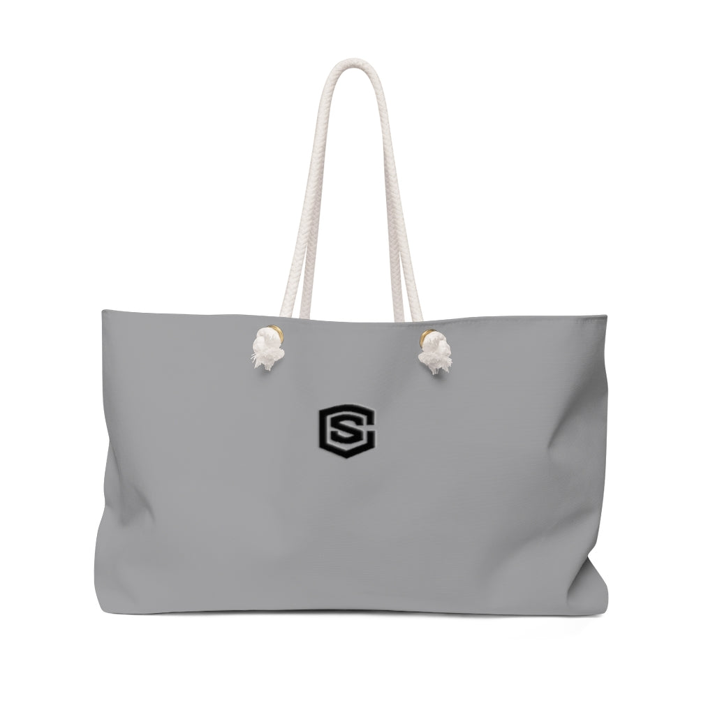 Grey Weekender Bag Black Logo