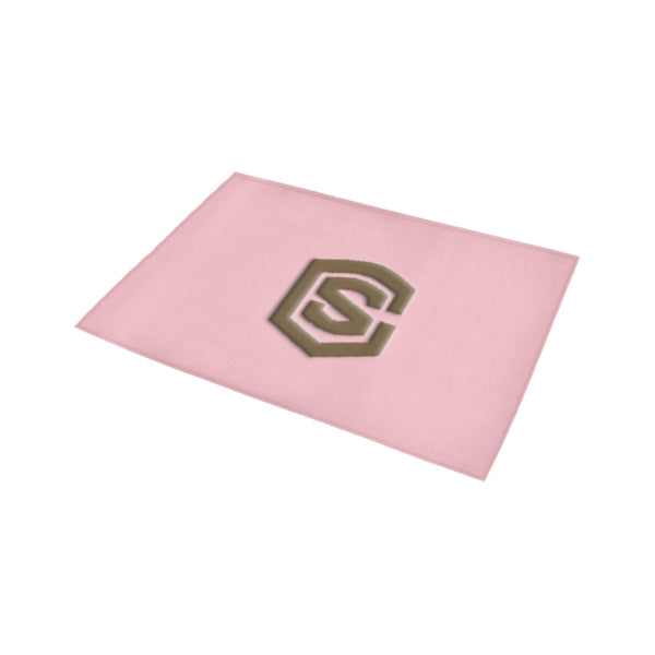 Pink Door Mat with Brown Logo Doormat 24" x 16" (Sponge Material)