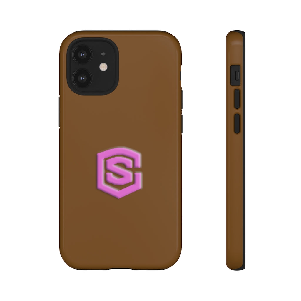 Brown Tough Cases Pink Logo