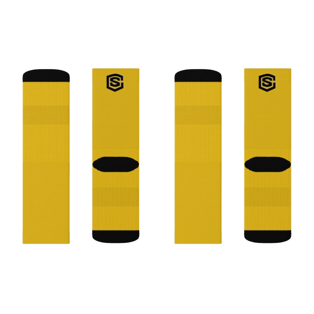 Yellow Sublimation Socks Black Logo