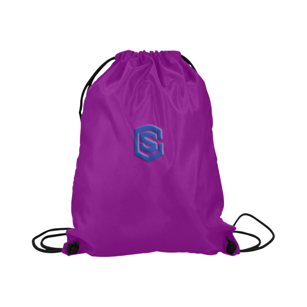 Purple Drawstring Bags Large With Blue Logo Drawstring Bags (Model 1604) (Large)