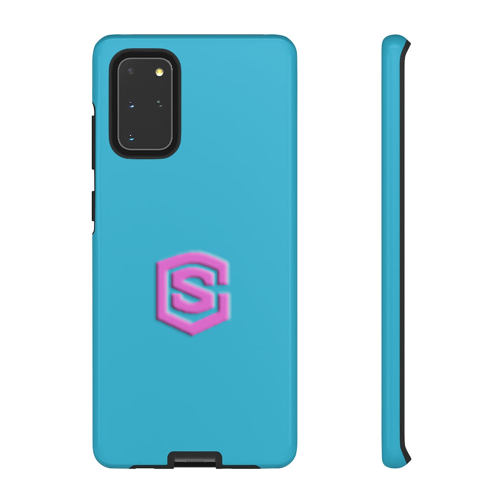 Blue Tough Cases Pink Logo