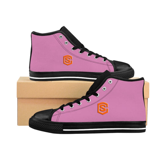pink Men's High-top Sneakers - orange logo