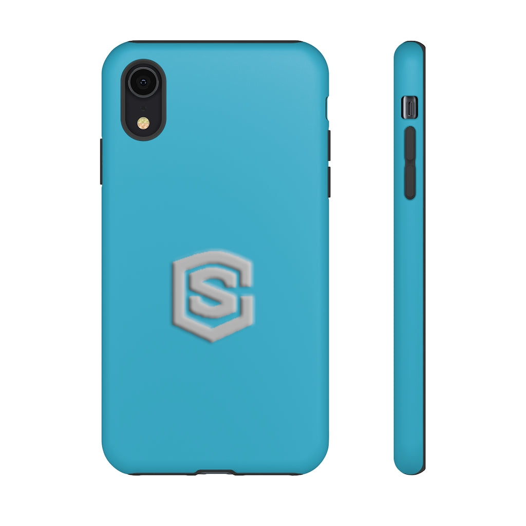 Blue Tough Cases Silver Logo