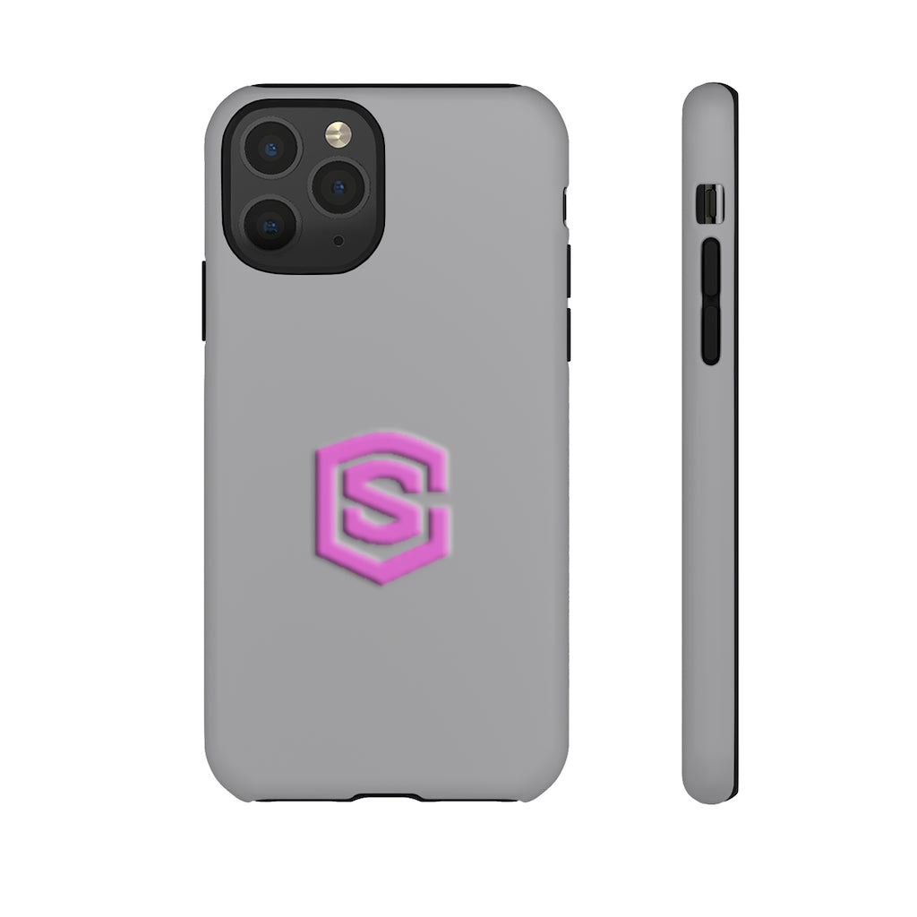Grey Tough Cases Pink Logo