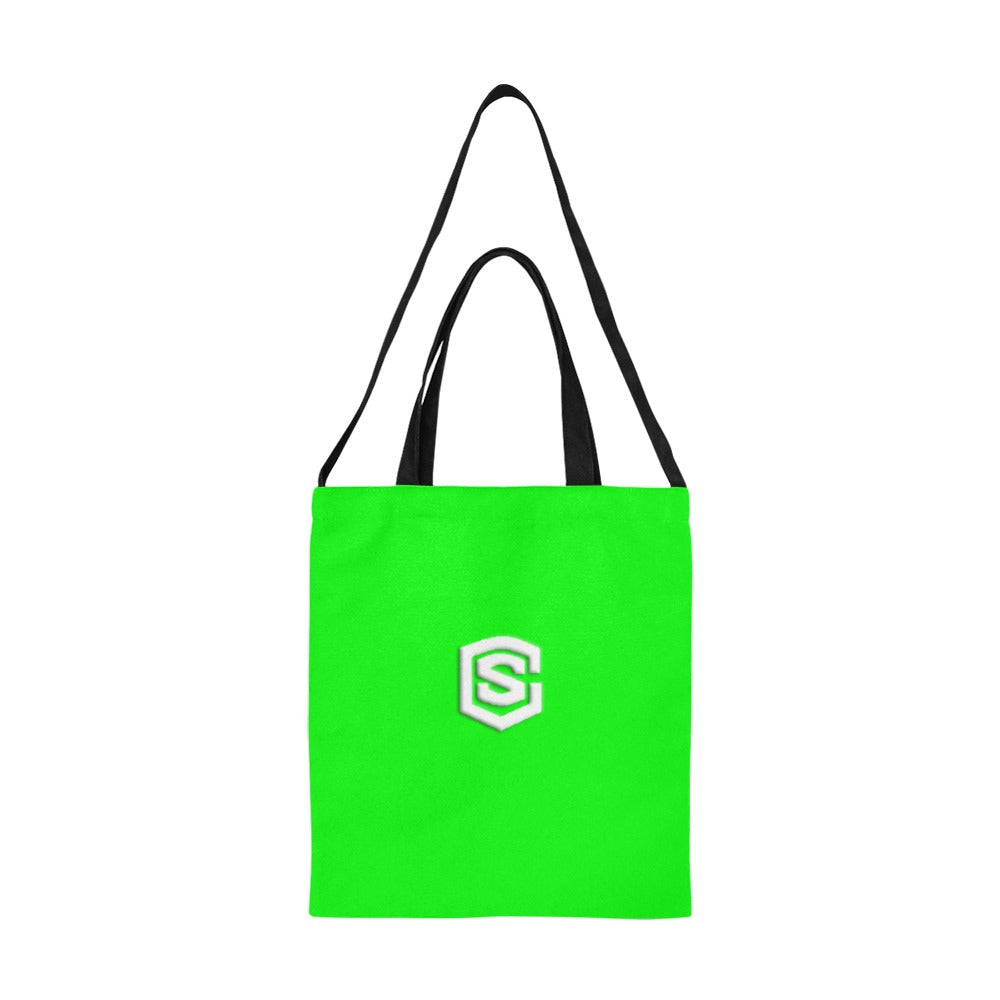 Green All Over Print Canvas Tote Bag With White Logo All Over Print Canvas Tote Bag(Model1698)(Medium)