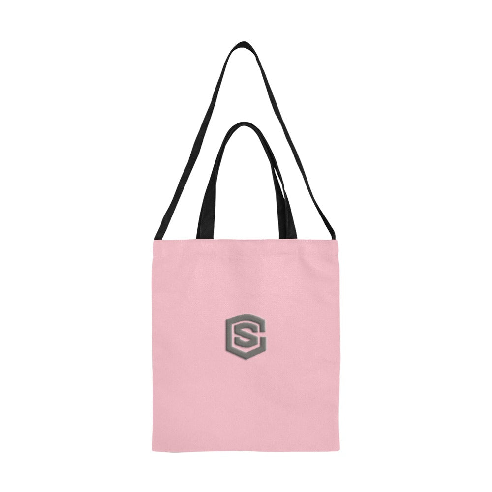 Pink All Over Print Canvas Tote Bag With Grey Logo All Over Print Canvas Tote Bag(Model1698)(Medium)
