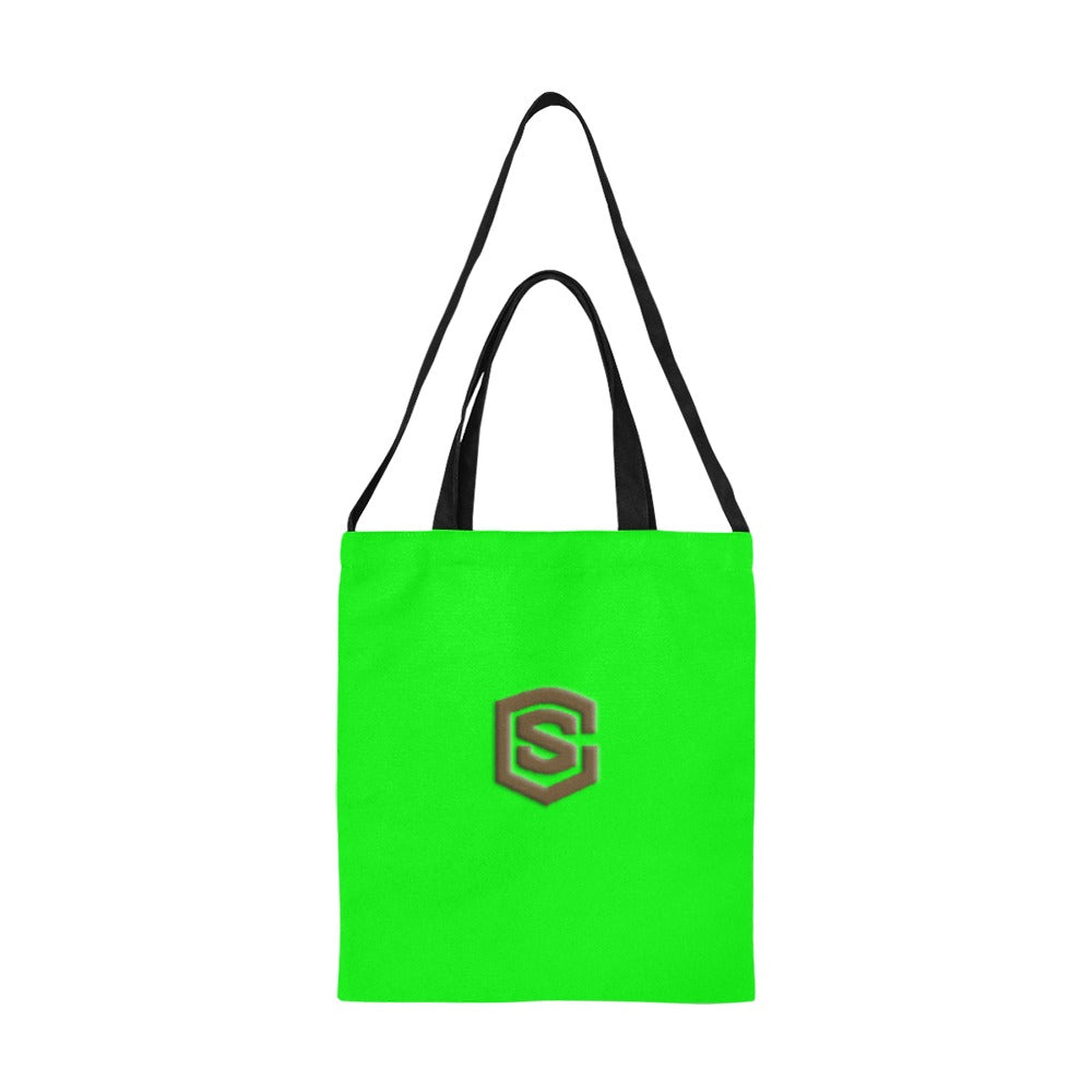 Green All Over Print Canvas Tote Bag With Brown Logo All Over Print Canvas Tote Bag(Model1698)(Medium)