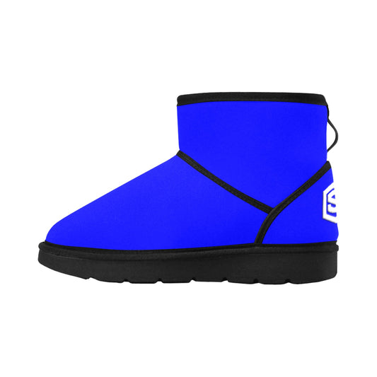 BLUE Low Top Men's Snow Boots WITH WHITE LOGO Low Top Men's Snow Boots (Model 049)