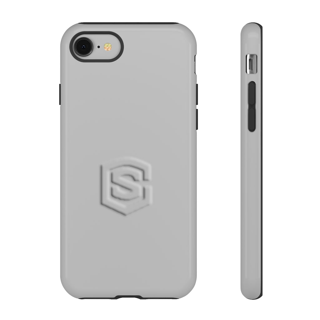 Grey Tough Cases Silver Logo