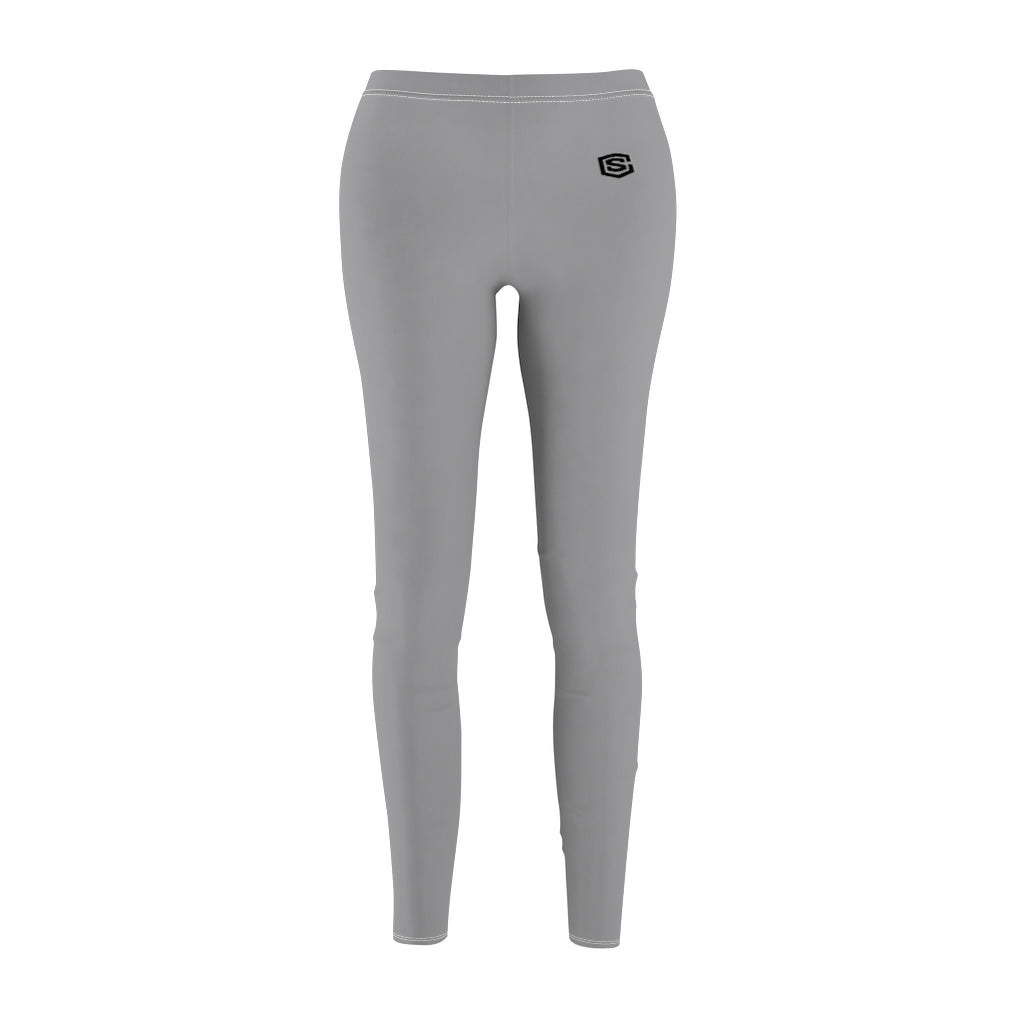 Grey Women's Cut & Sew Casual Leggings Black logo