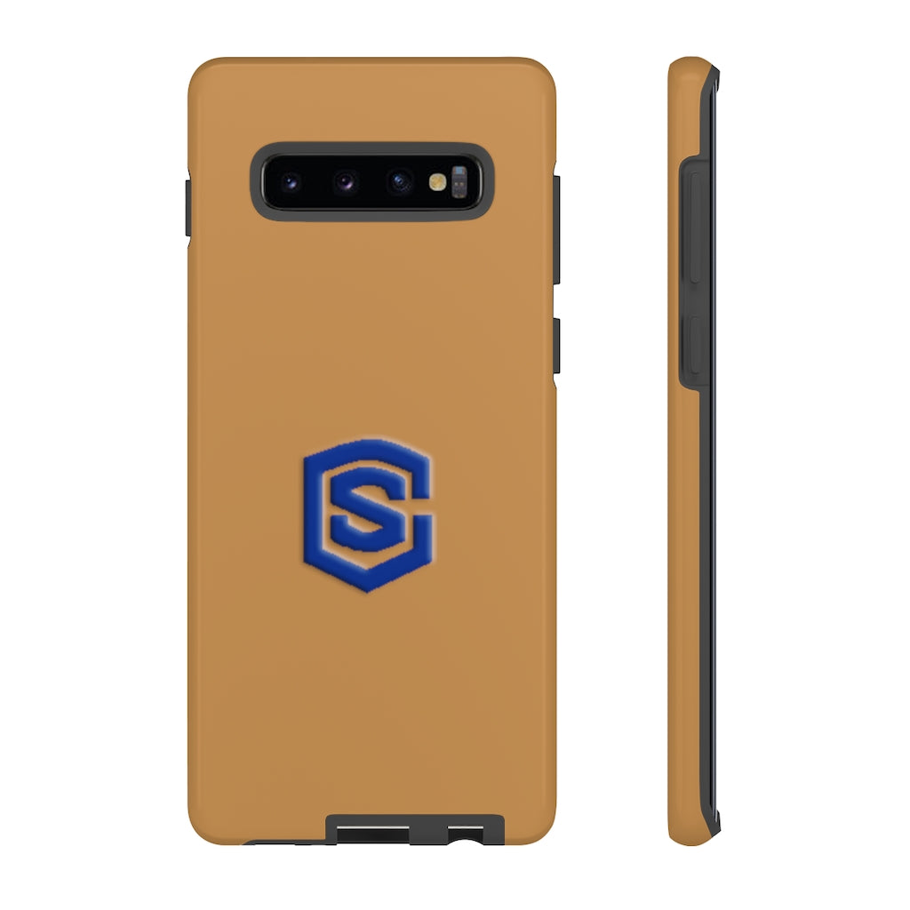 Brown Tough Cases Blue Logo