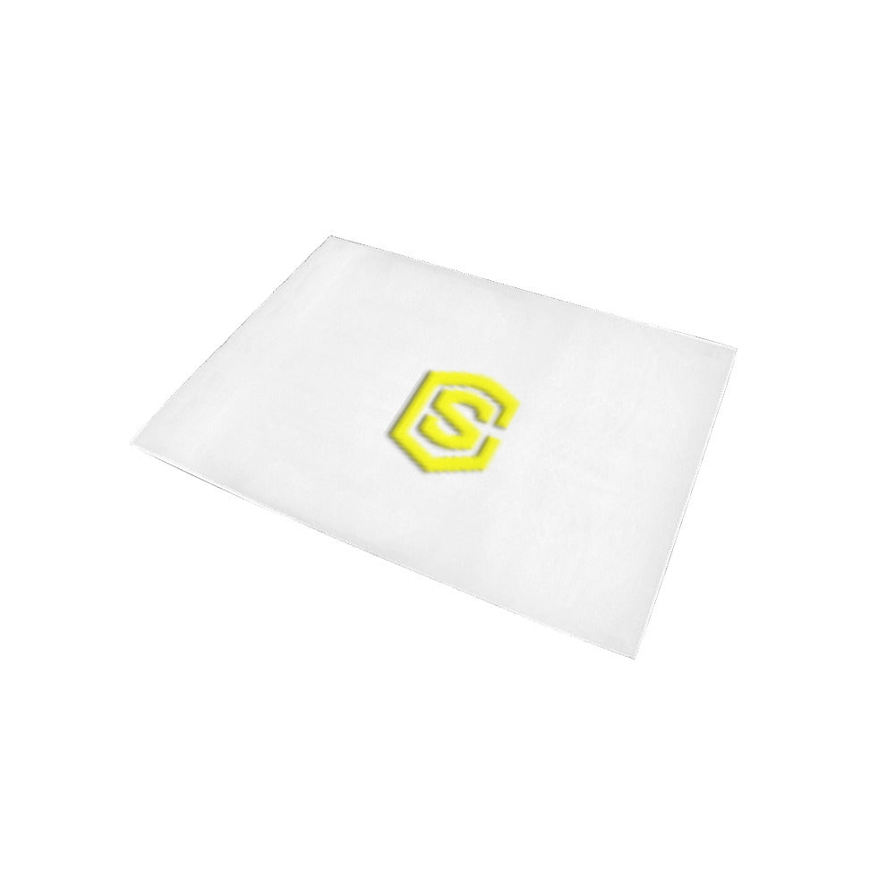 White Area Rug Yellow Logo Area Rug 5' x 3.2'
