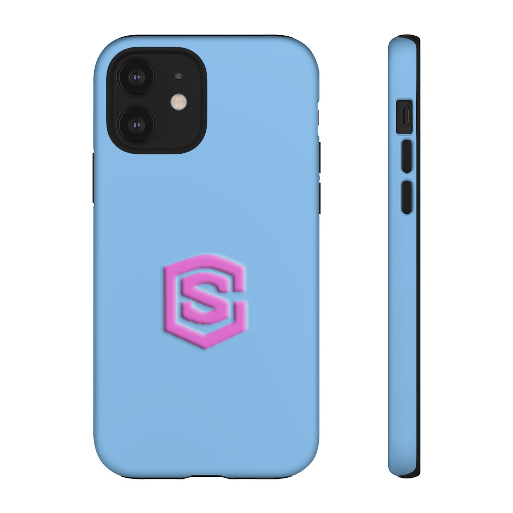 Blue Tough Cases Pink Logo