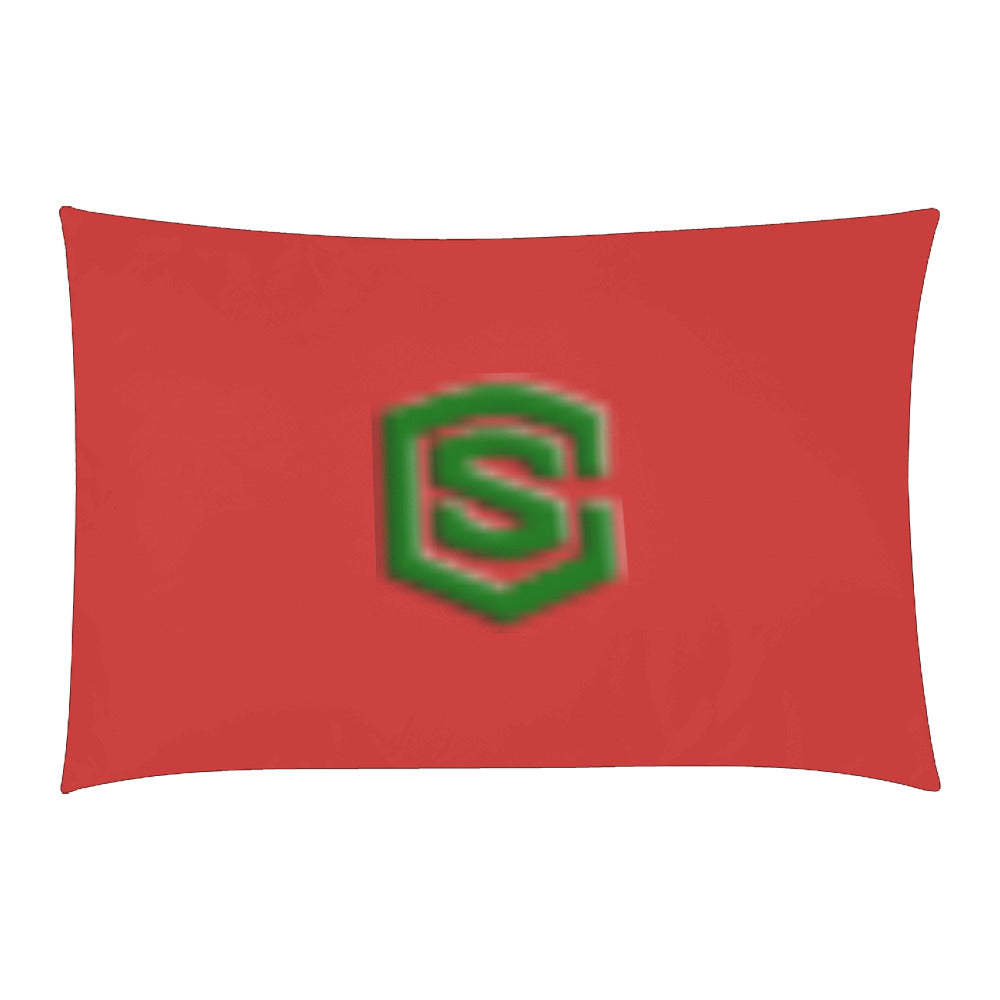 Red Duvet Cover Green Logo 3-Piece Bedding Set (1 Duvet Cover 86"x70"; 2 Pillowcases 20"x30")(One Side)