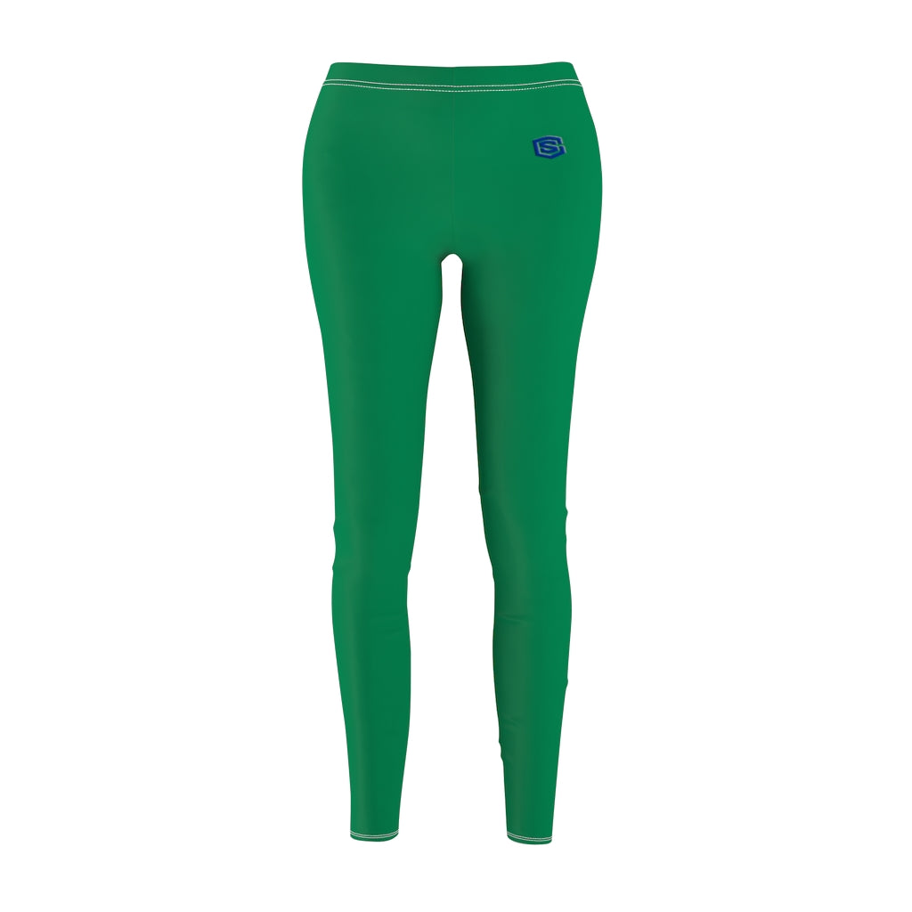 Green Women's Cut & Sew Casual Leggings Blue logo