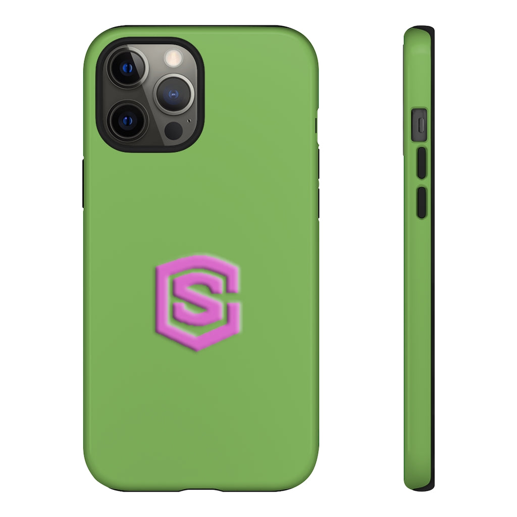 Green Tough Cases Pink Logo