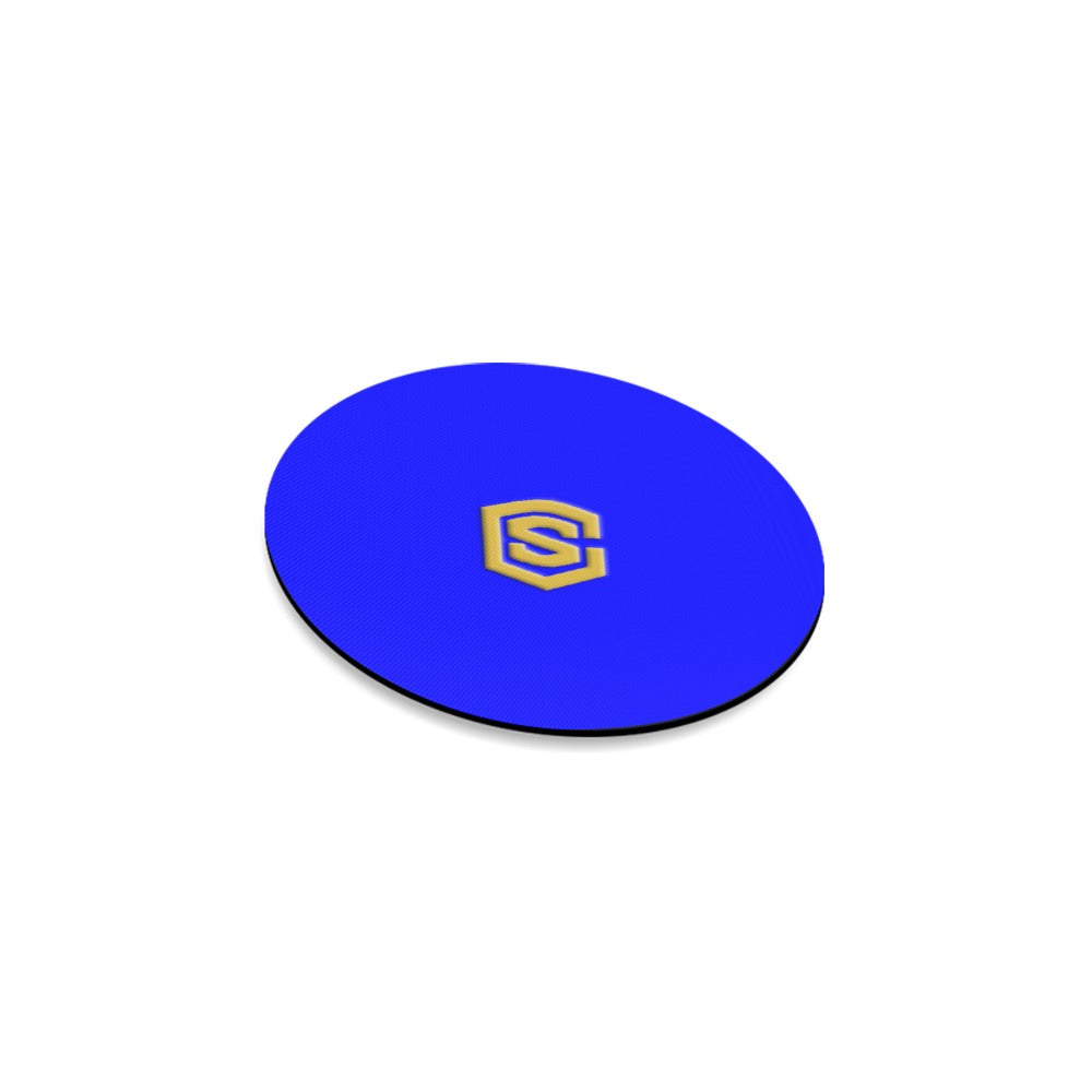 Blue Round Coaster with Gold Logo Round Coaster